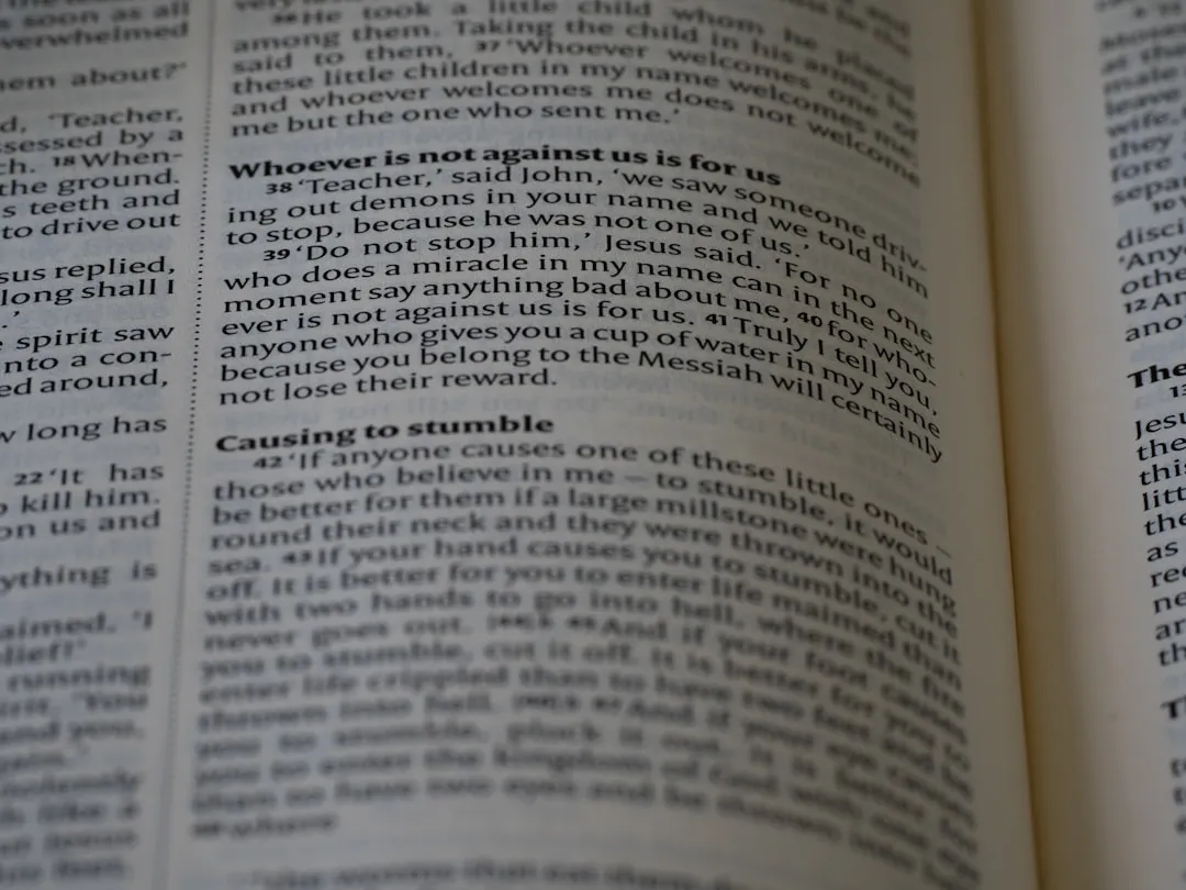 a close up of an open book with words on it