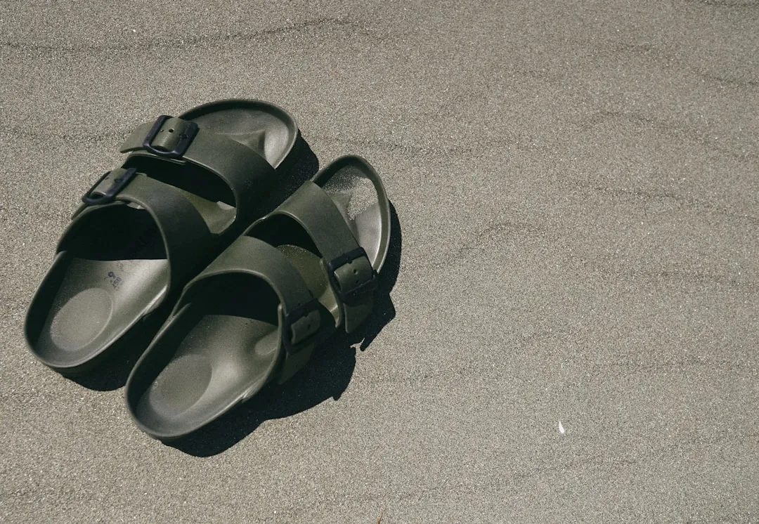 black leather open toe sandals