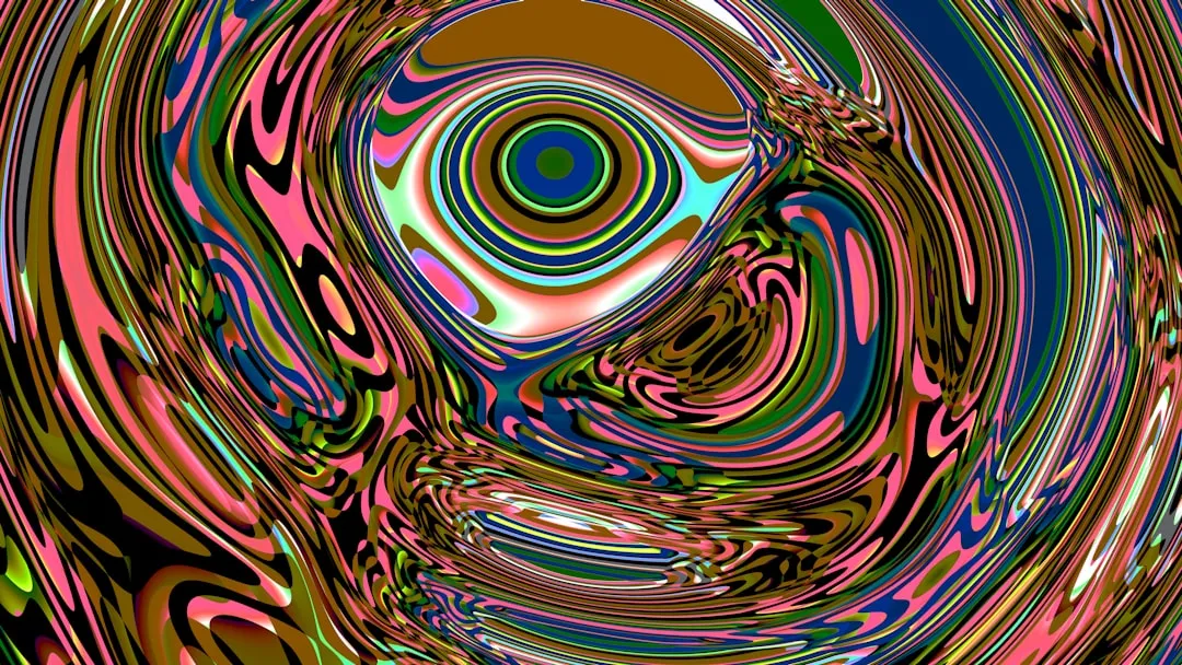 Abstract swirling colors and patterns create a psychedelic effect.