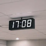 black and white digital clock at 11 00