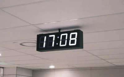 black and white digital clock at 11 00