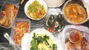 a table topped with lots of different types of food