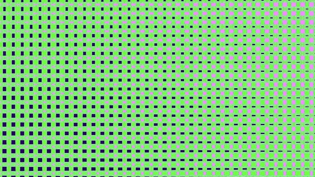 Black squares cover a pastel green background.