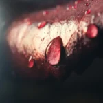 a close up of a red liquid