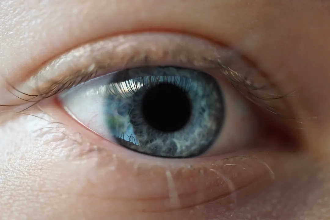 close-up photography of human eye