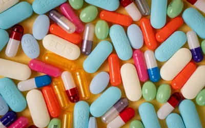 a pile of colored pills
