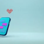 Smartphone with chat bubbles and a heart icon.