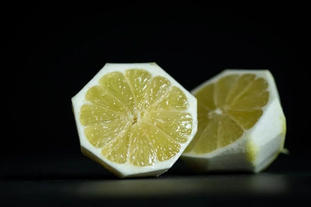 a lemon cut in half