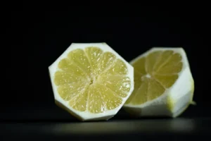 a lemon cut in half